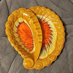 Vintage Orange and Yellow Ceramic Dish